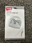 Tyr Graphic 100 White Silicone Swim Cap Adult Size Large Logo New. Fixed Price $12.99.