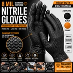8 Mil Diamond Textured Nitrile Gloves Black Orange Heavy Duty Latex Free S-2XL. Fixed Price $149.99.
