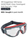 Lot 2 - 3M Brand High Performance Safety Goggles Glasses Eyewear GG500 GG501SGAF. Fixed Price $19.95.