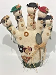 Handcrafted Whimsical Snowman Family Garden Glove Art 4 Season Decor Mini Tool. Fixed Price $15.00.