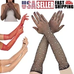 Womens Rhinestone Fishnet Long Gloves Mesh Sparkly Glitter Fashion Opera. Fixed Price $8.87.