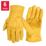 6 Pairs Wells Lamont Men's Work Gloves 100% Cowhide Leather, New. Fixed Price $53.96.