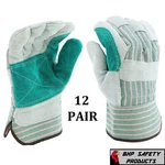 12 Pair Double Palm Shoulder Split Leather Work Gloves Size Large. Fixed Price $43.50.