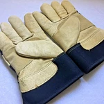 Vintage Midwest Black & Beige Pigskin Leather Khaki Winter Work Gloves Lined. Fixed Price $29.99.