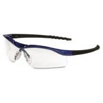 Crews Dallas Wraparound Safety Glasses, Metallic Blue Frame, Clear Antifog Lens. Fixed Price $16.00.