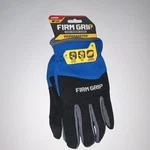 Firm Grip Workmaster Large Gloves Blue Black Gray Abrasion Resistant. Fixed Price $12.99.