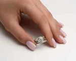Double Row Band Bezel Set East To West Silver Moissanite Oval Cut Women's Ring. Fixed Price $228.00.