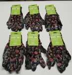 Boss Gardening Gloves 6 Pair Breathable Nitrile Coated Palm Navy Floral Large. Fixed Price $27.95.