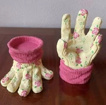 2 Resin Garden Gloves Shaped Planter Yellow Pink Pop Art Outdoor Decor 7 Gift. Fixed Price $40.00.