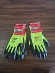 Milwaukee High Visibility Cut Level 10" Polyurethane Gloves Green 2 Pairs Xl. Fixed Price $14.95.
