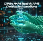 New Bag Of 12 Pairs Mapa Stansolv AF-18 Glove Chemical Resistant Size 10-10.5. Fixed Price $9.99.