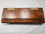 Vintage Wood Jewelry, Trinket, Men's Glove Box Ornate Brass Hinges. Fixed Price $44.50.