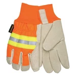 Mcr Safety 3440XL Leather Gloves, Pigskin Palm, Knit Cuff, Beige Hivis. Fixed Price $14.99.