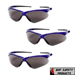 (3 Pair) Kleenguard Nemesis Safety Glasses Smoke Anti-fog Lens Blue Frame 47387. Fixed Price $16.75.