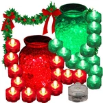 12 Red & Green Christmas Lights Holiday Submersible Led Tea Decoration. Fixed Price $18.24.