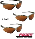 Jackson Nemesis Kleenguard Safety Glasses 19644 Camo Frame Bronze Uncoated 3 Pr. Fixed Price $34.99.