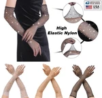 Women Rhinestone Fishnet Long Gloves Mesh Sparkly Glitter Fashion Opera. Fixed Price $8.44.