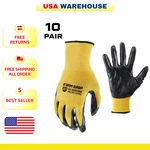 Firm Grip Work Gloves Men's Large Nitrile Coated Machine Washable Yellow 10 Pack. Fixed Price $12.22.