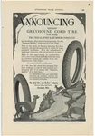 1920 Ideal Tire & Rubber Co. Ad: Greyhound Cord - Announcement Of Product. Fixed Price $21.84.