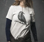 Crow Women's T-shirt Hand Print Dual-blend Tee Raven Eco Fashion. Fixed Price $14.99.