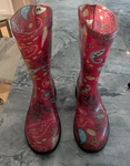 Sloggers Women Rain Garden Boot Red Paisley Print Tall Pull On Size 6 Made Usa. Fixed Price $22.99.