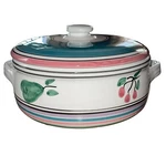 Caleca Hand Painted Covered Casserole Baking Dish With Bands Fruit Italy. Fixed Price $34.97.