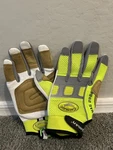 Caiman 2984 Goat Grain Hi-vis Back Palm Patched Rappelling Mechanics Gloves. Fixed Price $100.00.