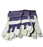 Hardy Work Gloves Split Leather With Cotton Back 5 Pairs One Size Fits All. Fixed Price $18.00.