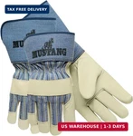 Mustang Leather Palm Gloves, Blue/cream, Large, 12 Pairs. Fixed Price $26.92.