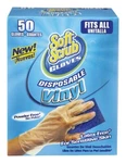 Soft Scrub Vinyl Disposable Gloves One Size Fits Most Clear Powder Free 50 Pk. Fixed Price $12.99.