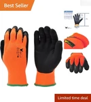 High Visibility Winter Work Gloves - Double Coated Cold Weather Grip, Large. Fixed Price $11.98.