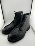Boss Hugo Julio Men's Black Leather Lugged Moc Toe Boots Size 43 / Us 10 .. Fixed Price $79.99.