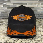 Vintage Harley Davidson Hat Cap Flames Bar Shield Distressed Strapback Black Y2K. Fixed Price $19.99.