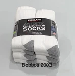 Kirkland Signature Men Pairs Athletic Full Cushion Socks, White, Size 8-12. Fixed Price $26.95.
