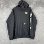 Carhartt Hoodie Mens Small Black R&d Pipeline Construction Sleeve Logo Workwear. Fixed Price $18.86.