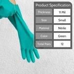 11 Mil Reusable Green Nitrile Gloves Chemical Resistant Diamond Textured. Fixed Price $136.13.