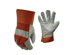 Firm Grip, Pack Of 3, Large, Suede Double Leather Palm Gloves, Orange Gray. Fixed Price $14.95.