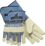 Mustang Leather Palm Gloves, Blue/cream, Large, 12 Pairs. Fixed Price $21.99.