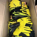 Firm Grip Utility Gloves Large Stretch Heavy Duty Box Of 72 Yellow, Grey, Lime. Fixed Price $268.00.