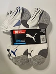 10 Pair Puma Men's No Show Sock Fits Shoe Sz 6-12 Coolmax Moisture Wicking New. Fixed Price $21.99.
