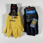Lot Of 2 Yellow Chore & Kincopro Lined Black Synthetic Gloves Large. Fixed Price $15.95.
