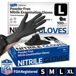 Medical Nitrile Exam Gloves, Black, Powder-free Food-safe Clean Disposable. Fixed Price $65.98.