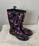 Sloggers 5016FP09 Black Flower Power Print Women's Garden & Rain Boot Size 7. Fixed Price $35.00.