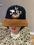 Vintage 90S Trucker Hat Cap Euc Looney Toons Leather Brim Acme Clothing Co. Fixed Price $20.00.