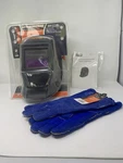 Hobart Helmet #10 Fixed Shade. Auto-darkening Black W/welding Gloves. Fixed Price $108.00.