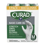 Curad Basic Care 3G Stretch Vinyl Exam Gloves Small Medium Large 300 Count. Fixed Price $39.90.