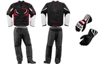 Icon Compound Leather Textile Motorcycle Jacket Stealth Pants & Gloves Set Large. Fixed Price $349.98.