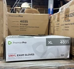 Lot Of 10 Boxes Premier Pro Vinyl Exam Gloves Xl 4035 - 130 Per. Fixed Price $34.99.