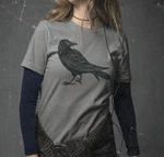Crow Women's T-shirt Hand Print Dual-blend Tee Raven Eco Fashion. Fixed Price $14.99.