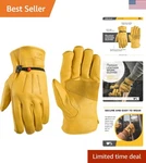 Leather Work Gloves For Men Heavy Duty, Cowhide, Abrasion & Puncture Resist.... Fixed Price $30.39.